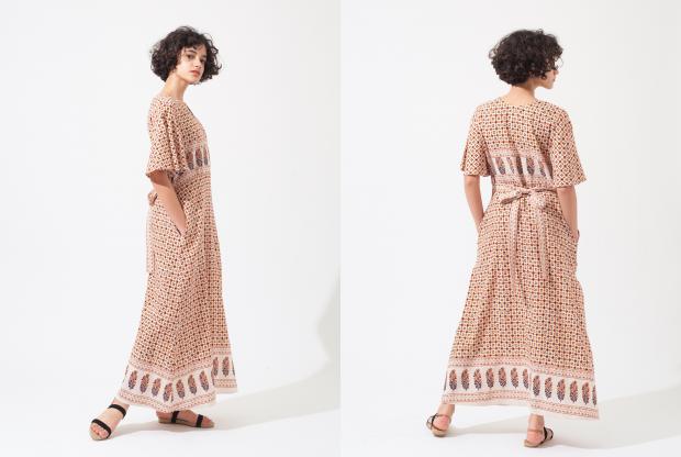 Cotton Linen Block Print Dress & Skirt