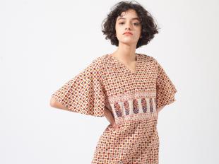 Cotton Linen Block Print Dress & Skirt