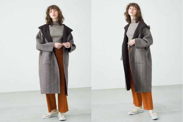 Wool Reversible Poncho Coat