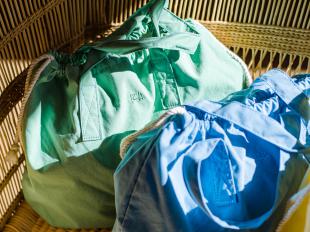 Natural Dye Drawstring Tote Bag
