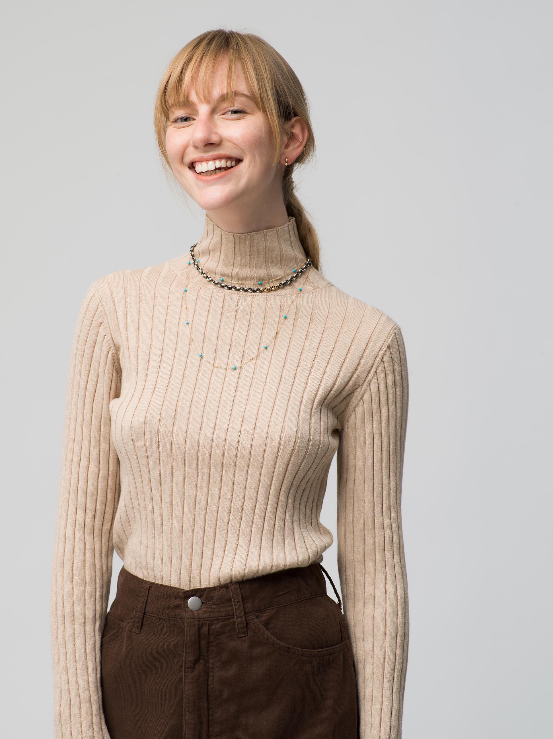 Wide Rib High Neck Pullover
