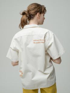 Embroidery Open Collar Short Sleeve Shirt