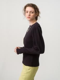 Organic Cotton Waffle Puff Shoulder Pullover
