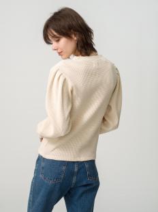 Organic Cotton Waffle Puff Shoulder Pullover