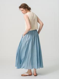 Natural Dyed Linen Lawn Gatherd Skirt