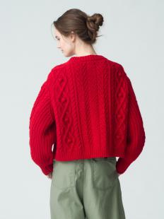 Pom Pom Cable Knit Cardigan