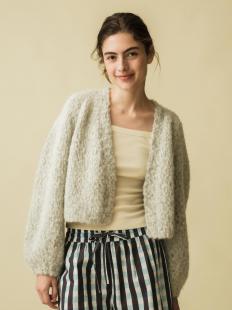 Undyed alpaca hand knit short cardigan