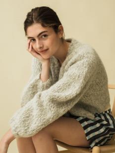 Undyed alpaca hand knit short cardigan