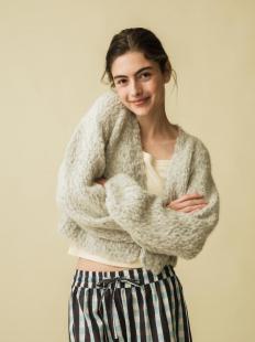 Undyed alpaca hand knit short cardigan