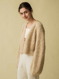 Undyed alpaca hand knit short cardigan