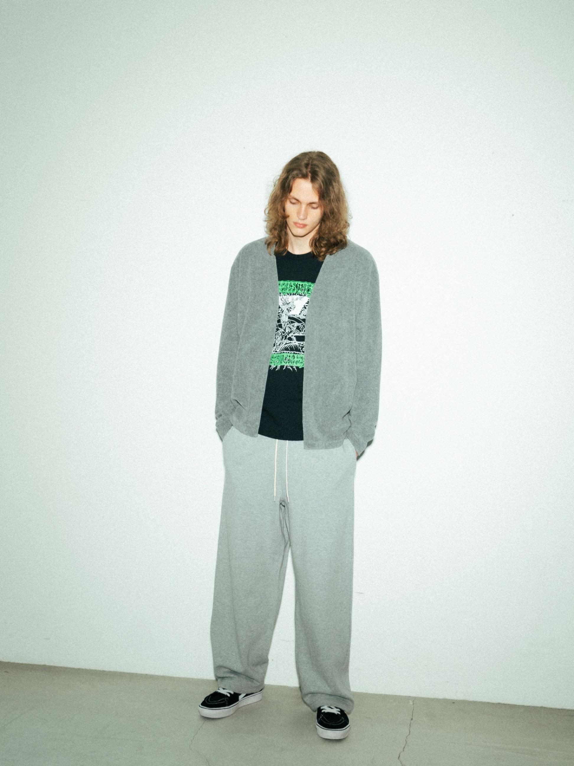 Pile Cardigan / Wide Sweat Pants