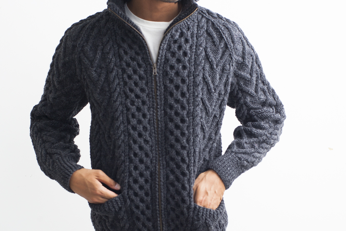 Cable Zip Up Knit
