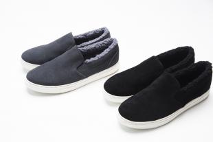 Suede Boa Slip-on & Rib beanie 