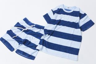 Indigo Pile Border Tee & Shorts 